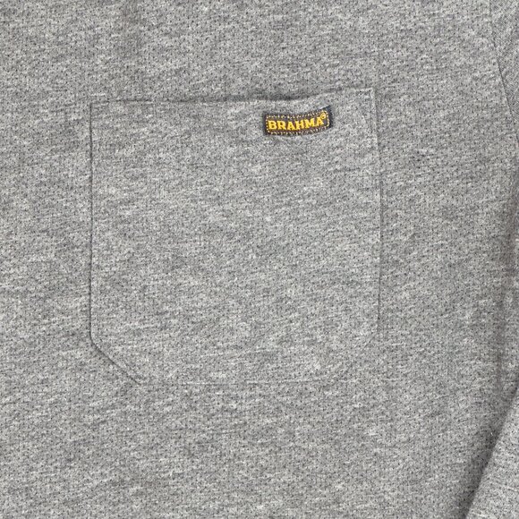 Brahma T-Shirt Mens L Gray Crewneck Pullover Front Pocket Long Sleeve - Picture 3 of 9